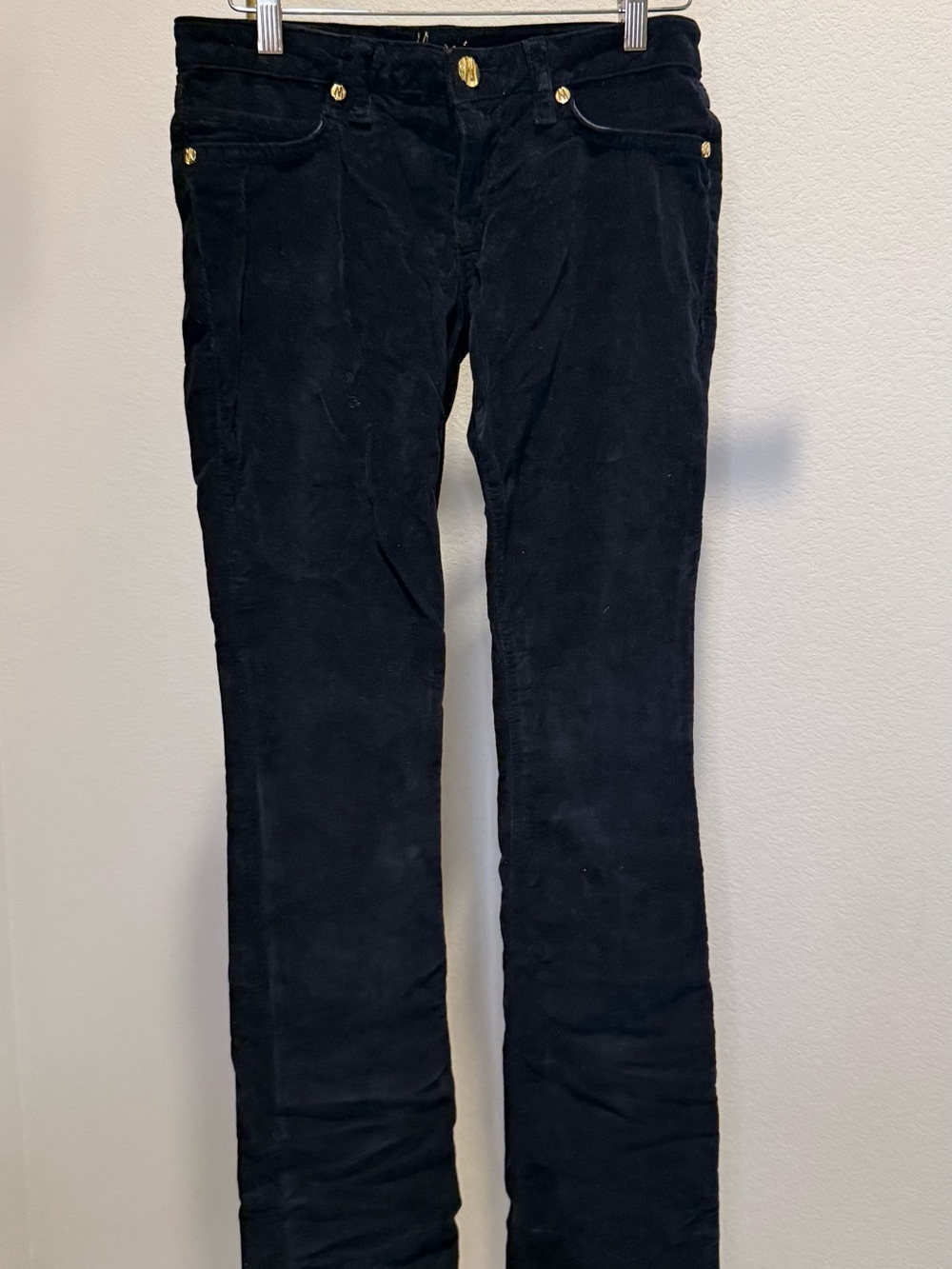 Marciano Black Straight-Leg Pants with Gold Buttons